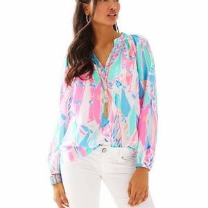Lilly Pulitzer Elsa ‘Out to Sea’ Silk Top